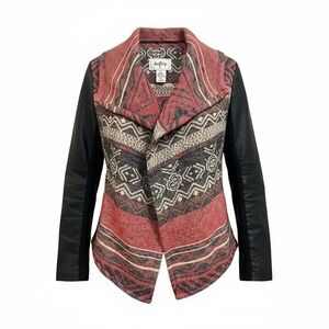 Daytrip Aztec Southwest Pattern Blazer in Red and Black